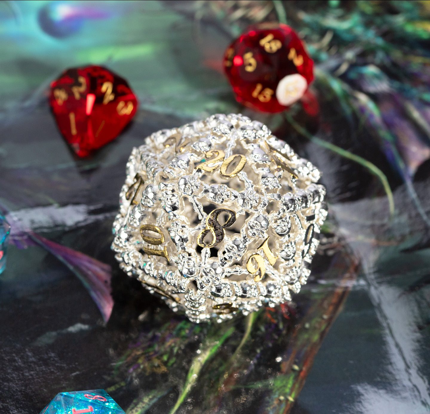Hollow White Jade D20 — 41 mm