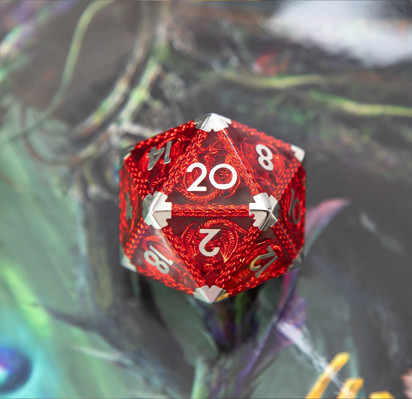 Crimson Dragon’s Flame Single D20 — 40 mm