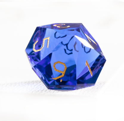 Royal Blue Crystal Diamond-Cut 7-Piece Dice Set