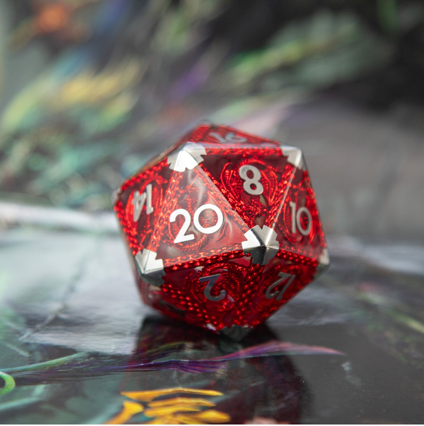 Crimson Dragon’s Flame Single D20 — 40 mm