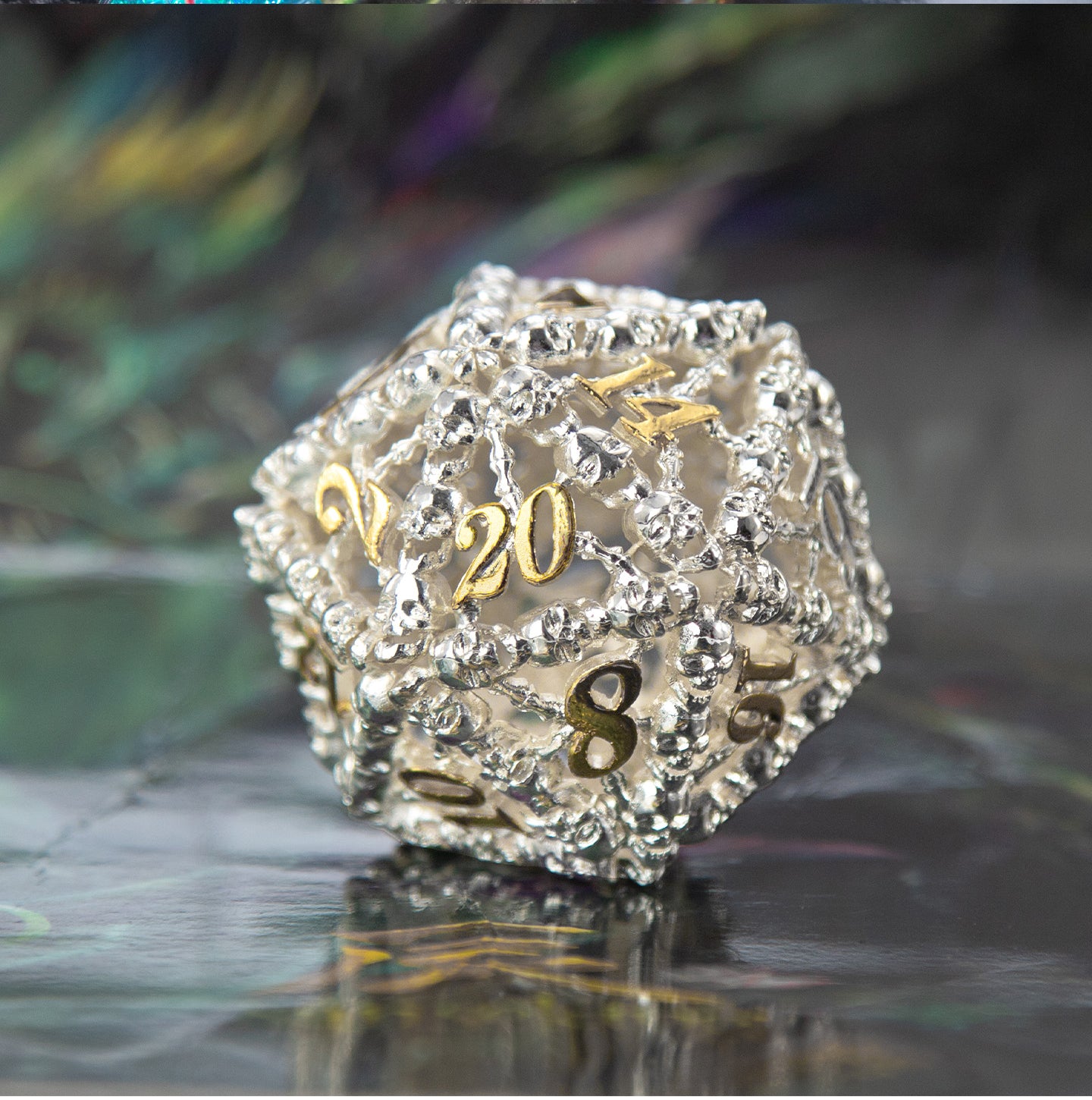 Hollow White Jade D20 — 41 mm