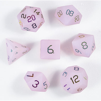 Rose Opaline Plated 7-Piece Polyhedral Dice Set