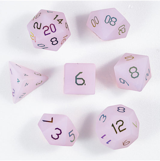 Rose Opaline Plated 7-Piece Polyhedral Dice Set