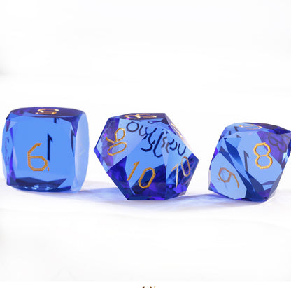 Royal Blue Crystal Diamond-Cut 7-Piece Dice Set