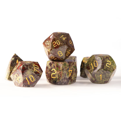 Dragon Bloodstone Diamond-Cut 7-Piece Dice Set