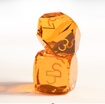 Orange Crystal Diamond-Cut 7-Piece Dice Set