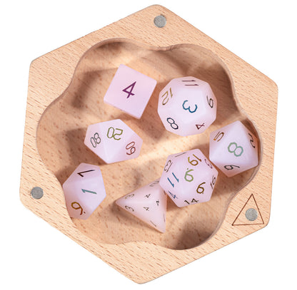 Rose Opaline Plated 7-Piece Polyhedral Dice Set