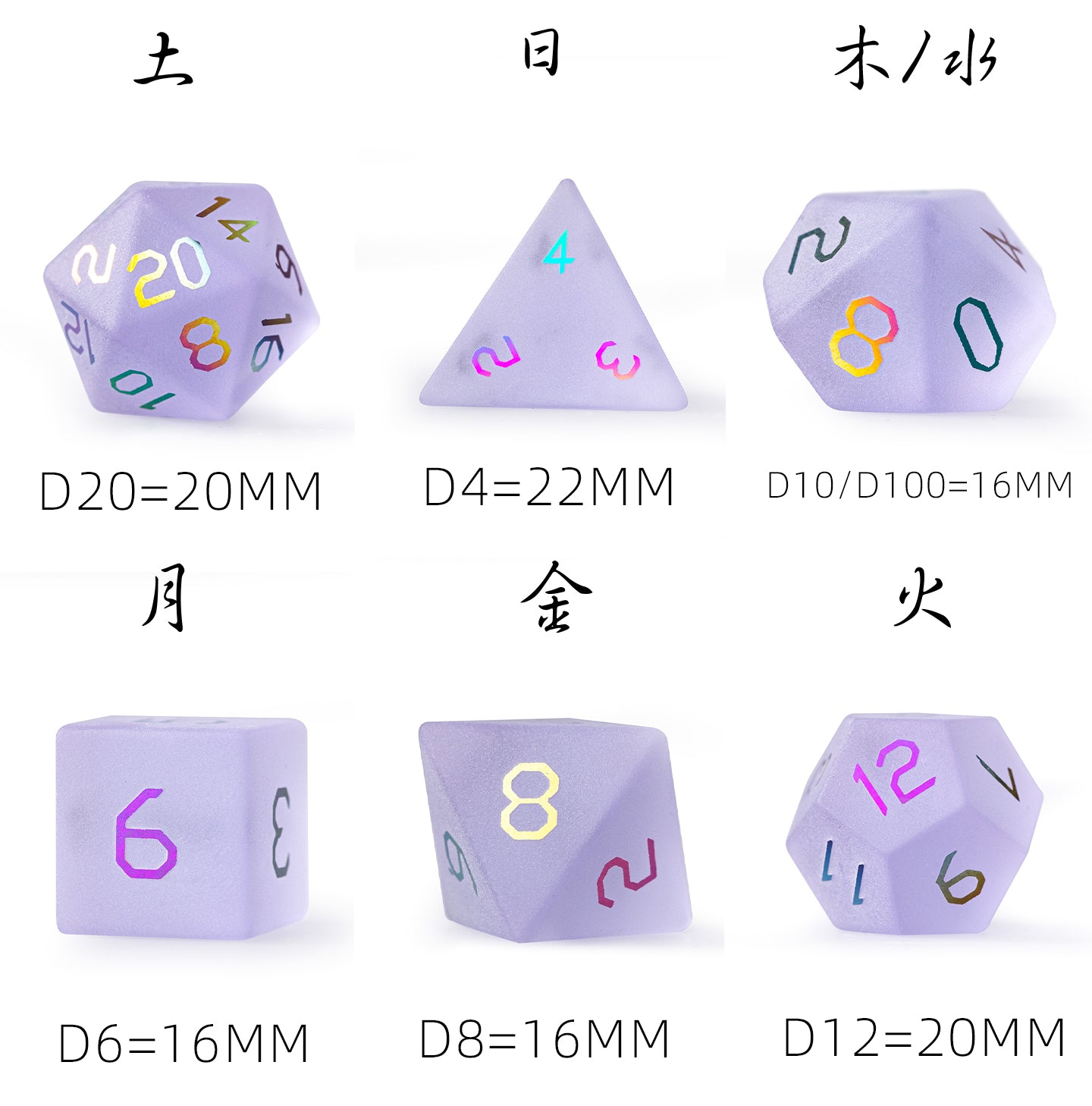 Amethyst Purple Glass Plated 7-Piece Polyhedral Dice Set