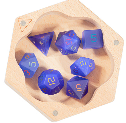 Royal Blue Cat Plated 7-Piece Polyhedral Dice Set