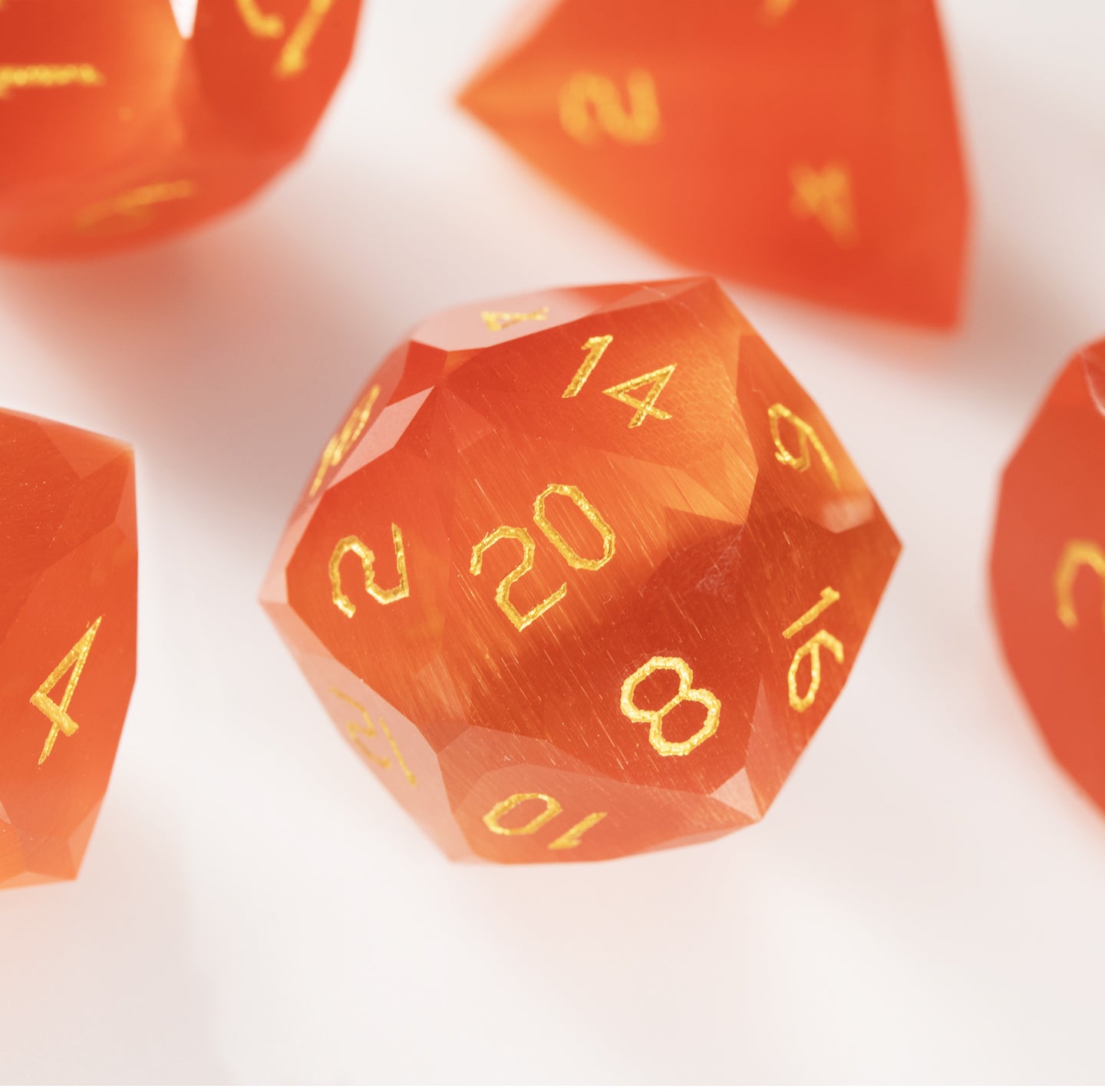 Red Cat’s Eye Crystal Diamond-Cut 7-Piece Dice Set