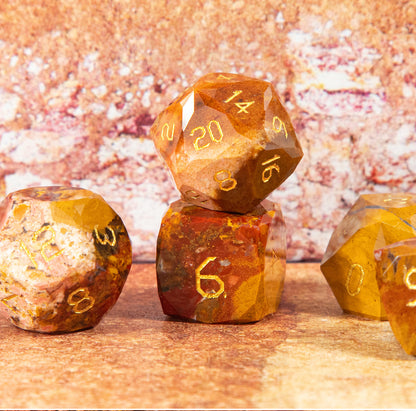 Ocean Agate Diamond-Cut 7-Piece Dice Set