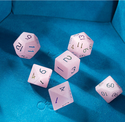 Pink Cat’s Eye Plated 7-Piece Polyhedral Dice Set