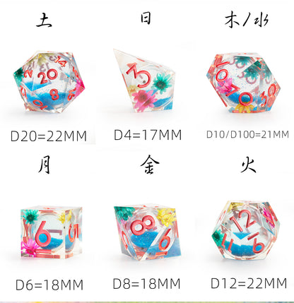Azure Bloom Reverie 7-Piece Polyhedral Dice Set