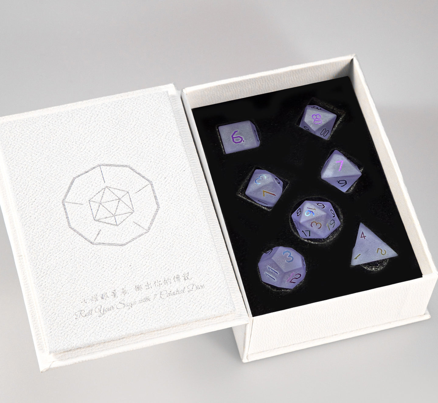 Amethyst Purple Glass Plated 7-Piece Polyhedral Dice Set
