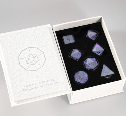 Amethyst Purple Glass Plated 7-Piece Polyhedral Dice Set