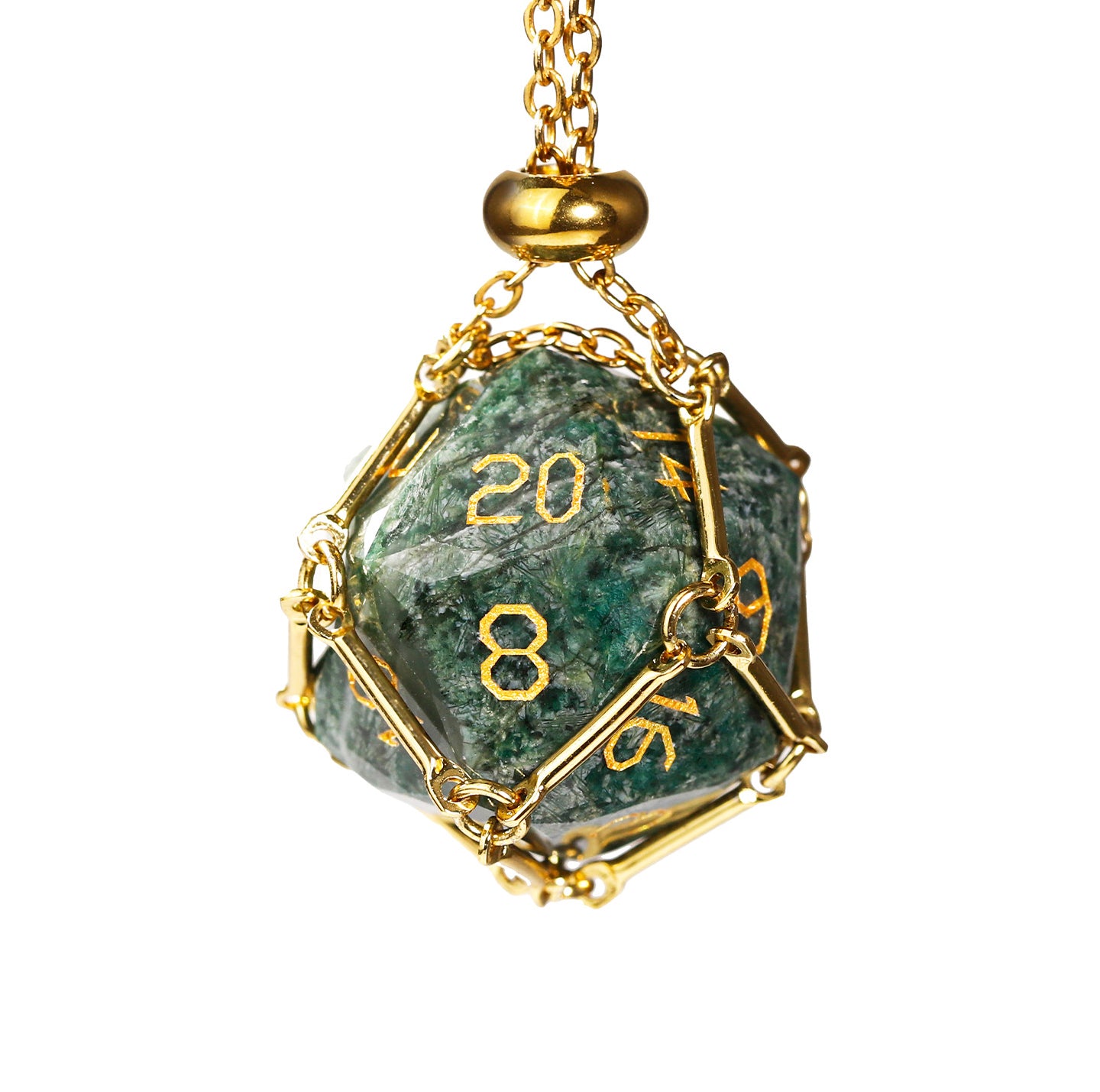 African Jade Diamond-Cut 7-Piece Dice Set