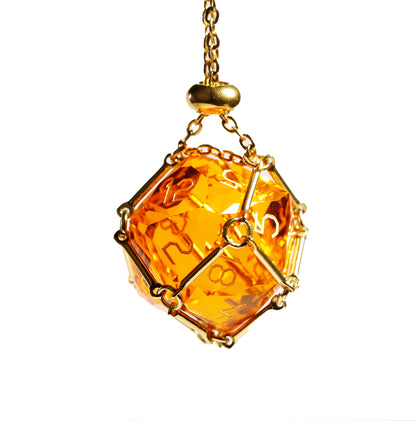 Orange Crystal Diamond-Cut 7-Piece Dice Set