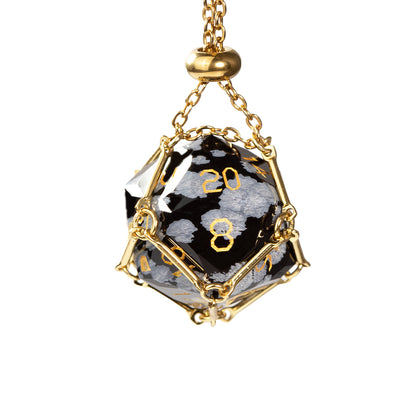 Snowflake Obsidian Diamond-Cut 7-Piece Dice Set