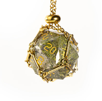 Green Goldstone Diamond-Cut 7-Piece Dice Set