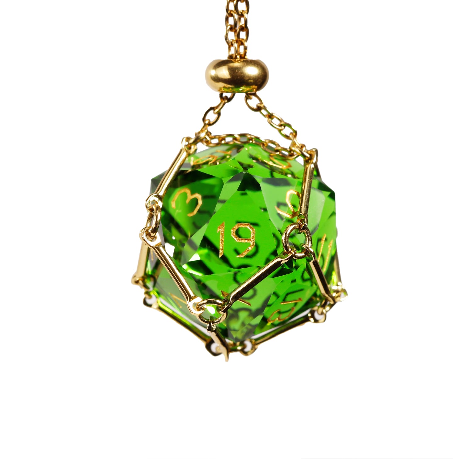 Green Crystal Diamond-Cut 7-Piece Dice Set