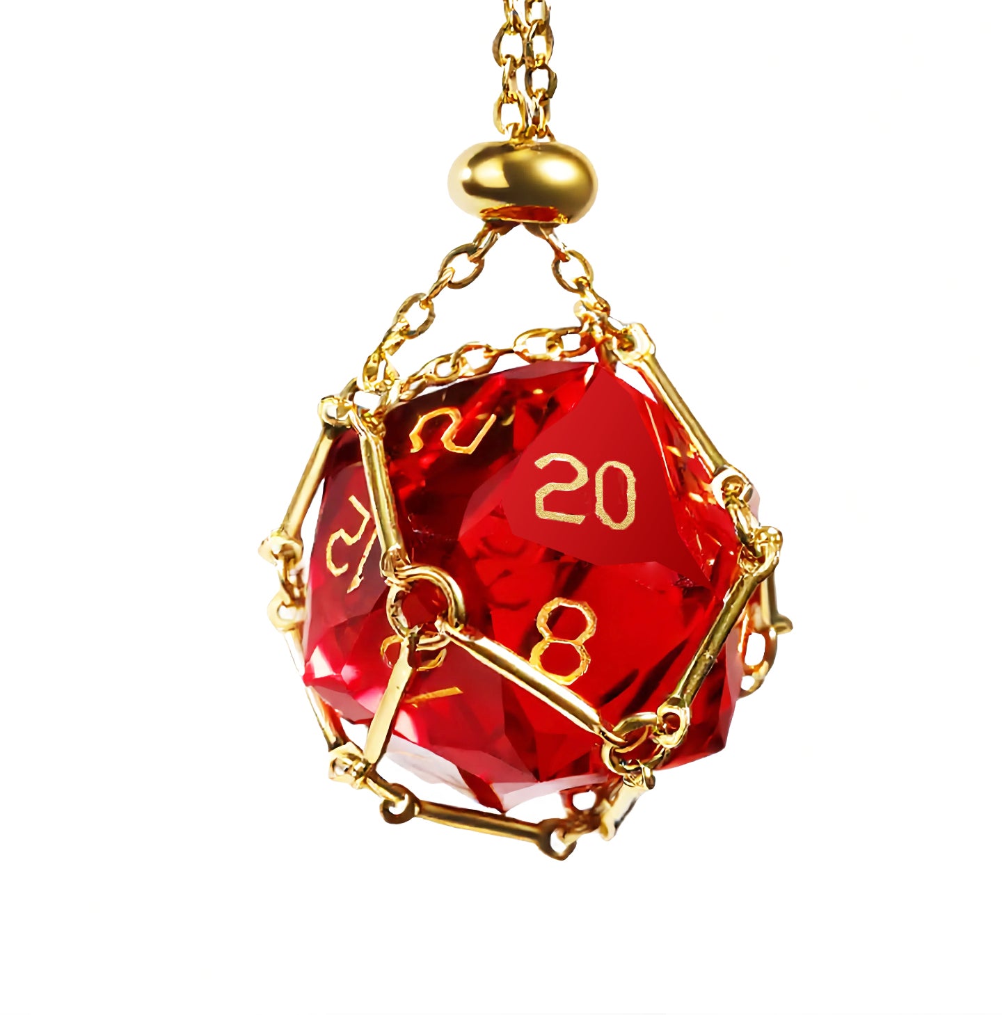 Red Crystal Diamond-Cut 7-Piece Dice Set
