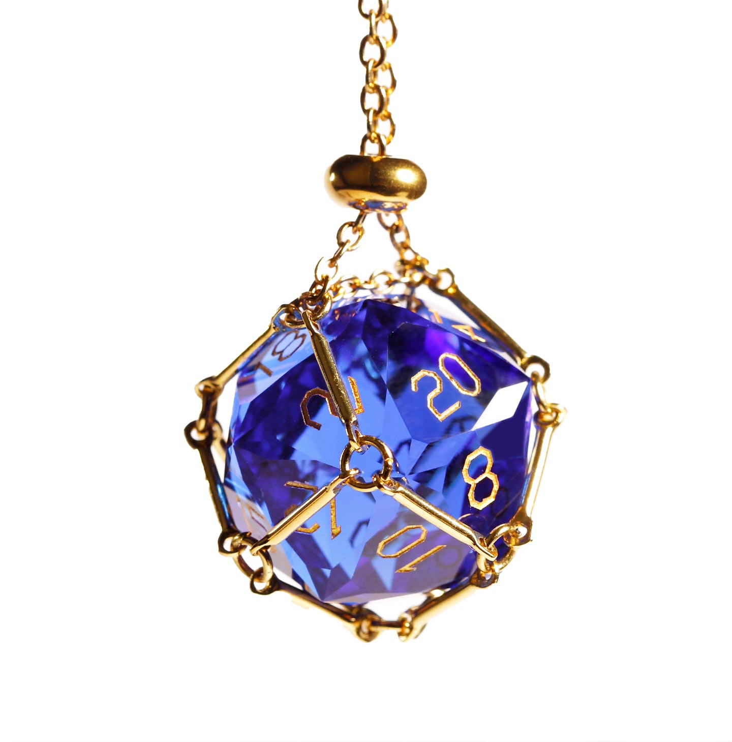 Royal Blue Crystal Diamond-Cut 7-Piece Dice Set