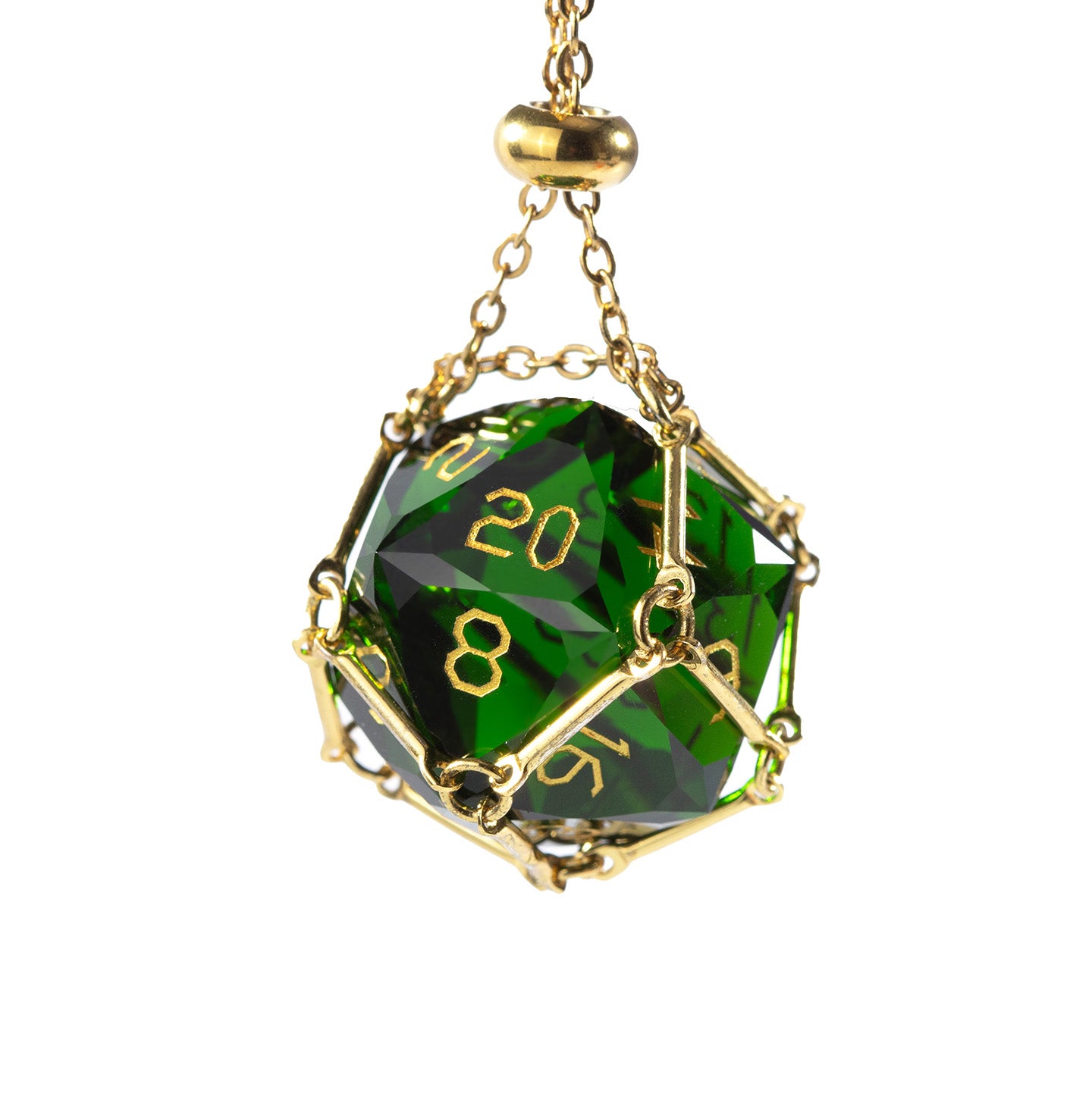 Olive Green Crystal Diamond-Cut 7-Piece Dice Set
