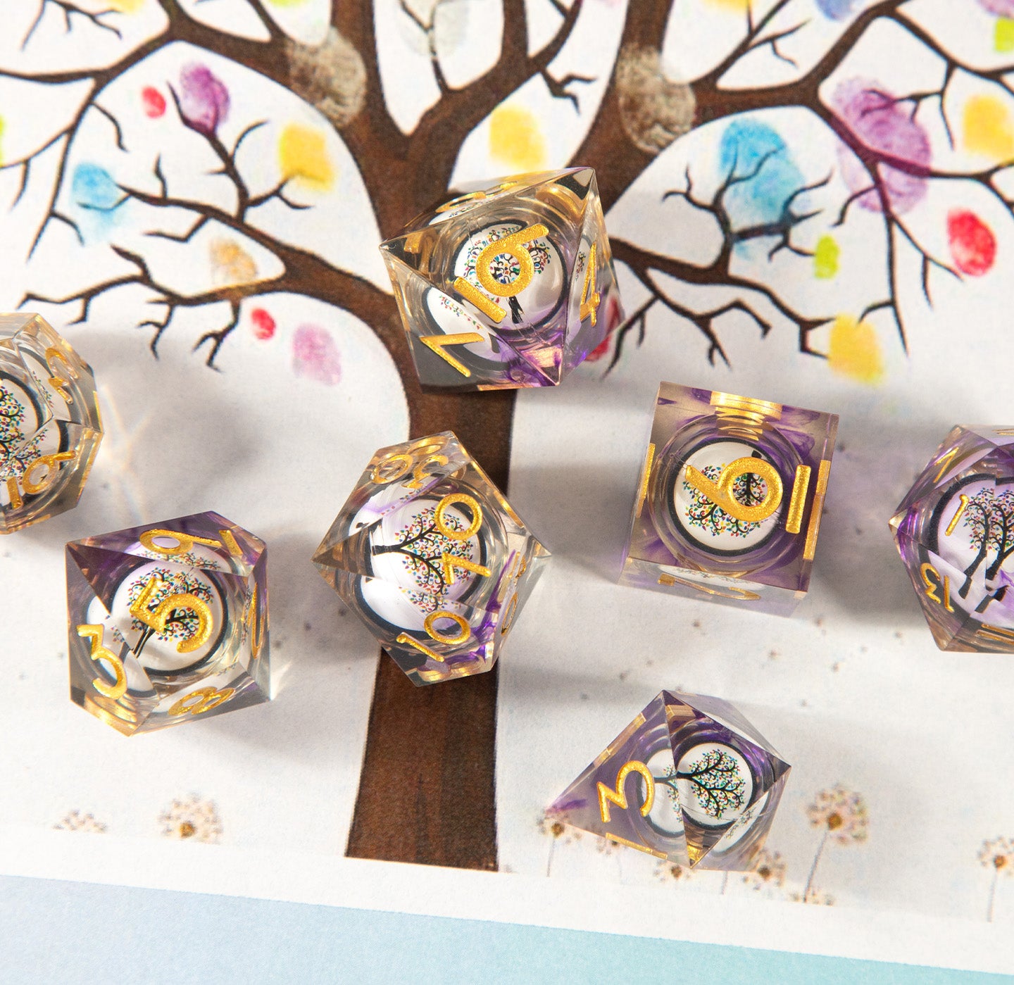 Amethyst Grove 7-Piece Polyhedral Dice Set
