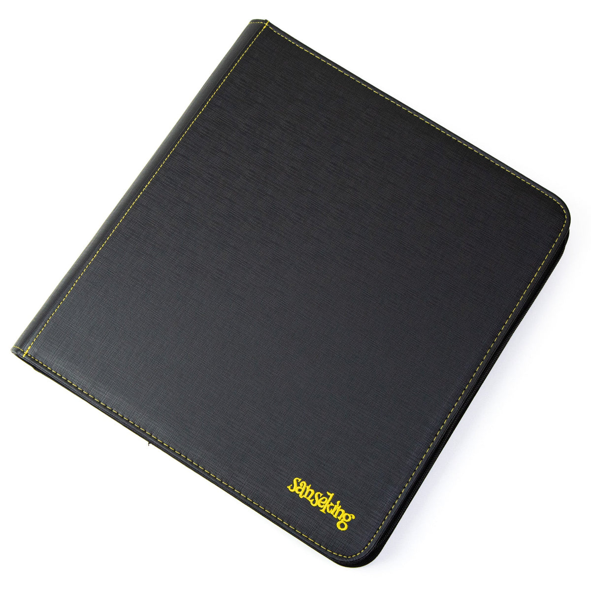 Black Grid 4/9/12-Pocket PU Binder with Waffle Pages