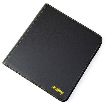 Black Grid 4/9/12-Pocket PU Binder with Waffle Pages