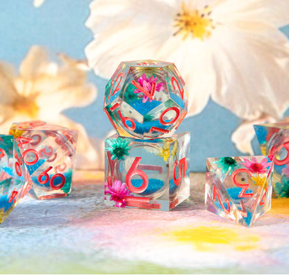 Azure Bloom Reverie 7-Piece Polyhedral Dice Set