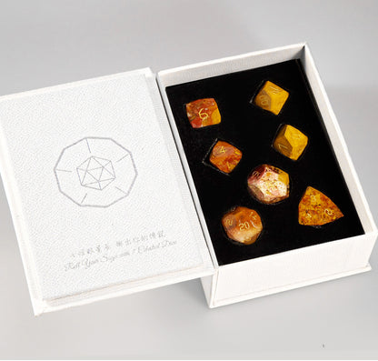 Ocean Agate Diamond-Cut 7-Piece Dice Set