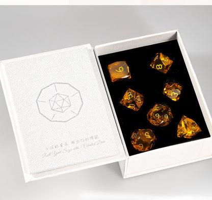 Orange Crystal Diamond-Cut 7-Piece Dice Set
