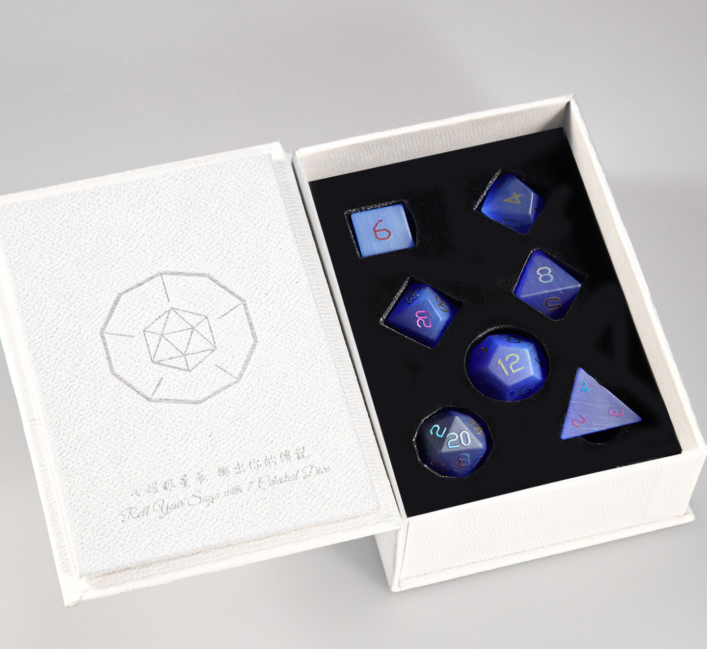 Royal Blue Cat Plated 7-Piece Polyhedral Dice Set