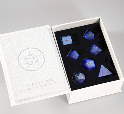 Royal Blue Cat Plated 7-Piece Polyhedral Dice Set