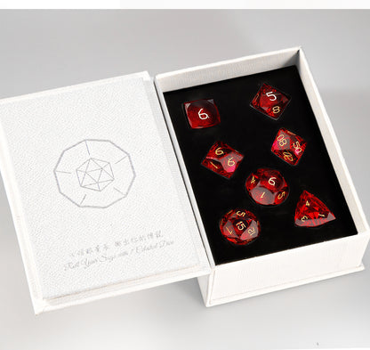 Red Crystal Diamond-Cut 7-Piece Dice Set