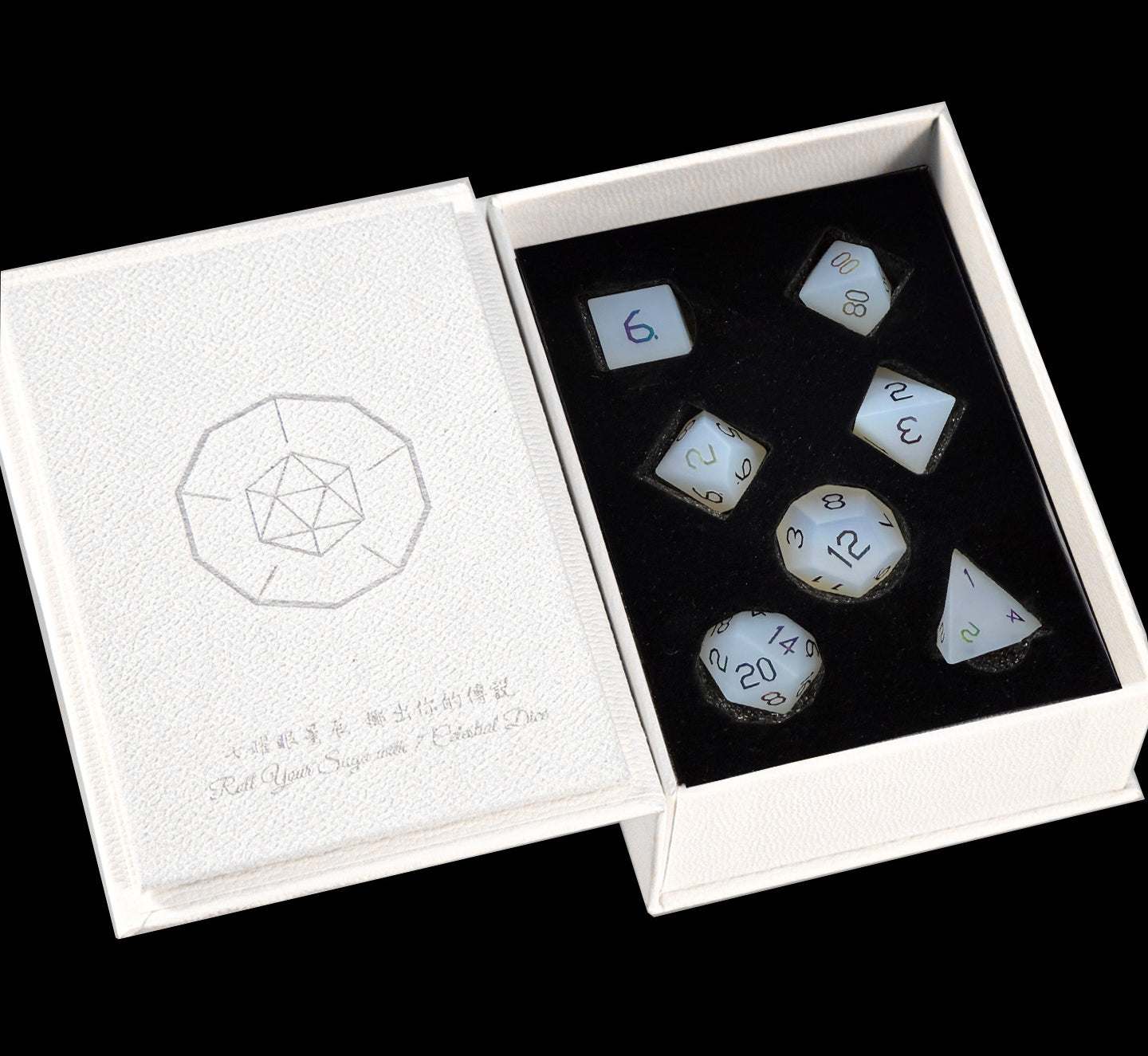 White Star Plated 7-Piece Polyhedral Dice Set