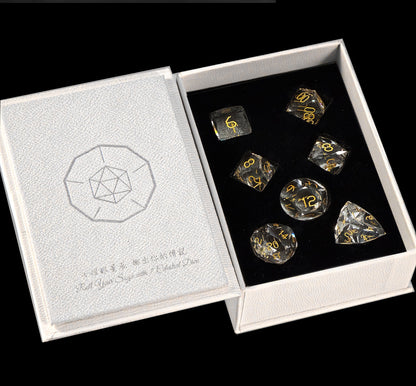 White Glass Diamond-Cut 7-Piece Dice Set