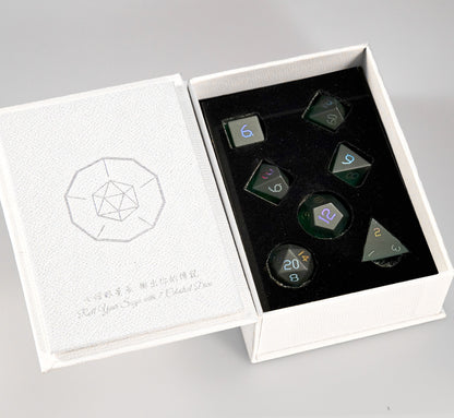 Pine Green Plated 7-Piece Polyhedral Dice Set