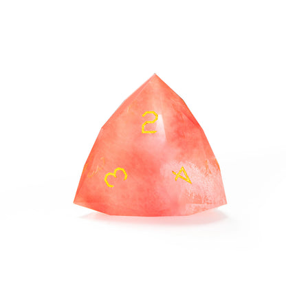 Watermelon Red Raw Stone Diamond-Cut 7-Piece Dice Set