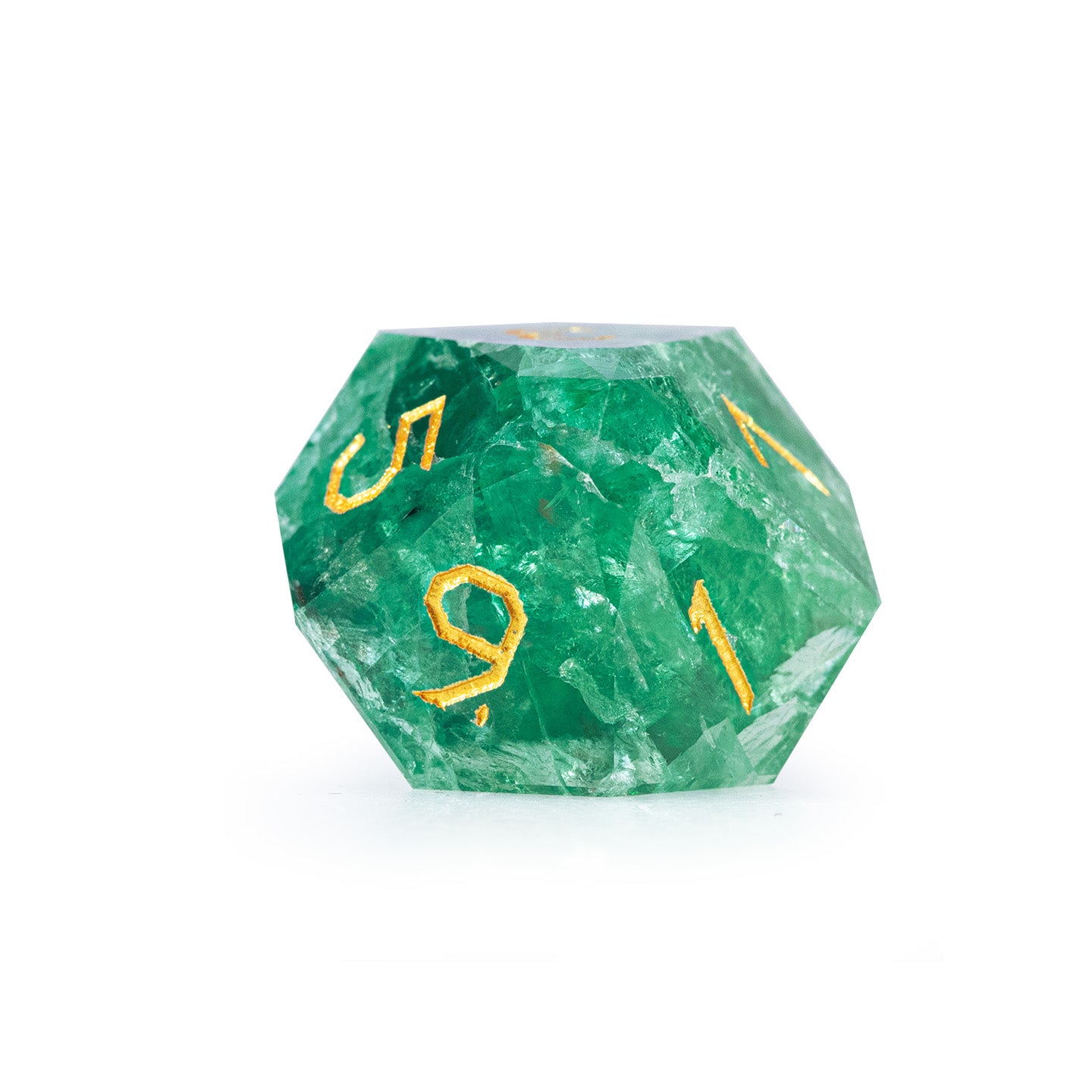 Green Fluorite Diamond-Cut 7-Piece Dice Set