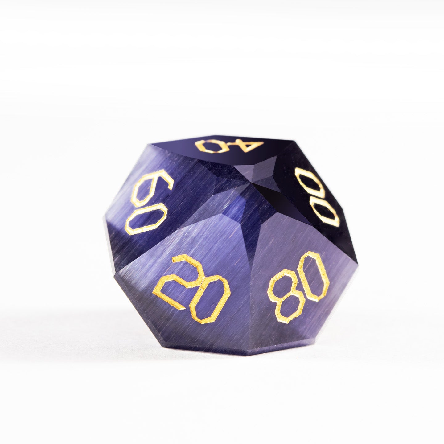 Purple Orchid Cat’s Eye Crystal Diamond-Cut 7-Piece Dice Set