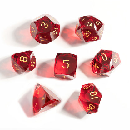 Red Crystal Diamond-Cut 7-Piece Dice Set
