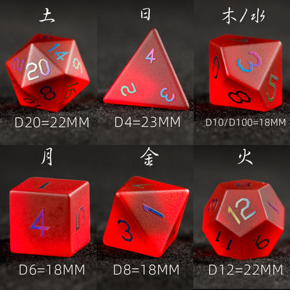 Crimson Red Plated Glass 7-Piece Polyhedral Dice Set
