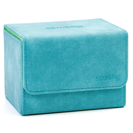 Leather Deck Box for TCG (Horizontal,Cyan)