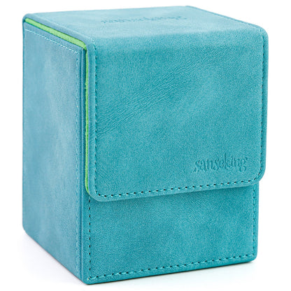 Leather Deck Box for TCG (Vertical,Cyan)