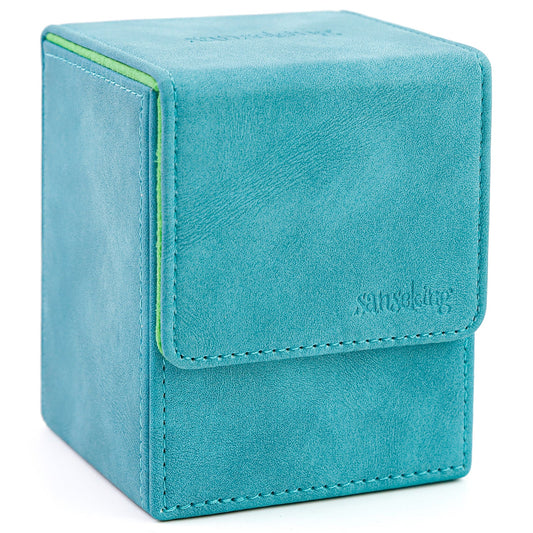 Leather Deck Box for TCG (Vertical,Cyan)