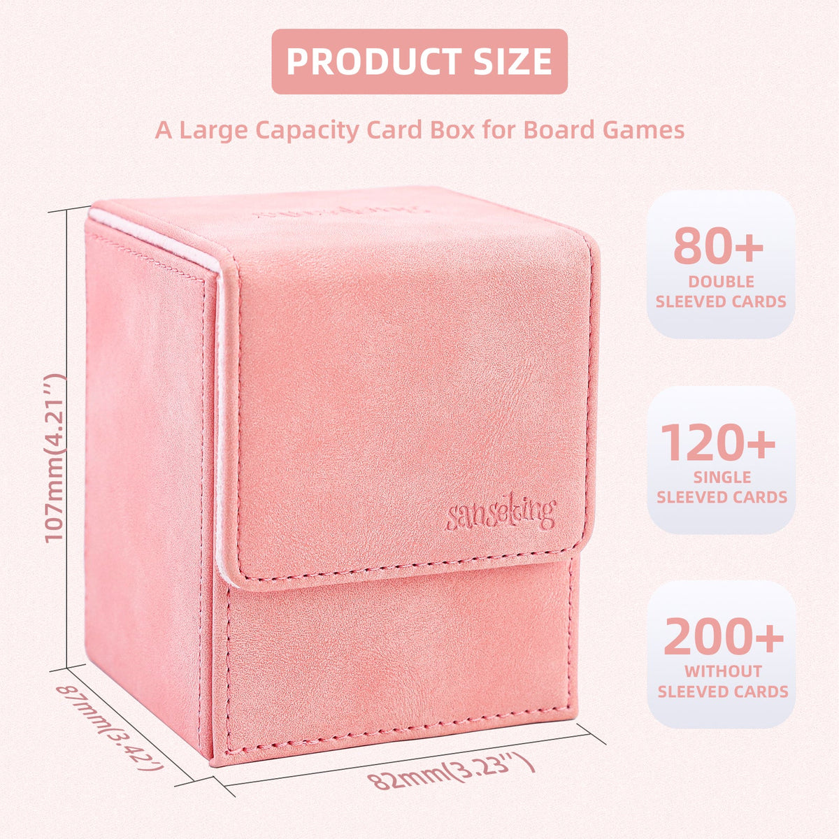 Leather Deck Box for TCG (Vertical,Pink)