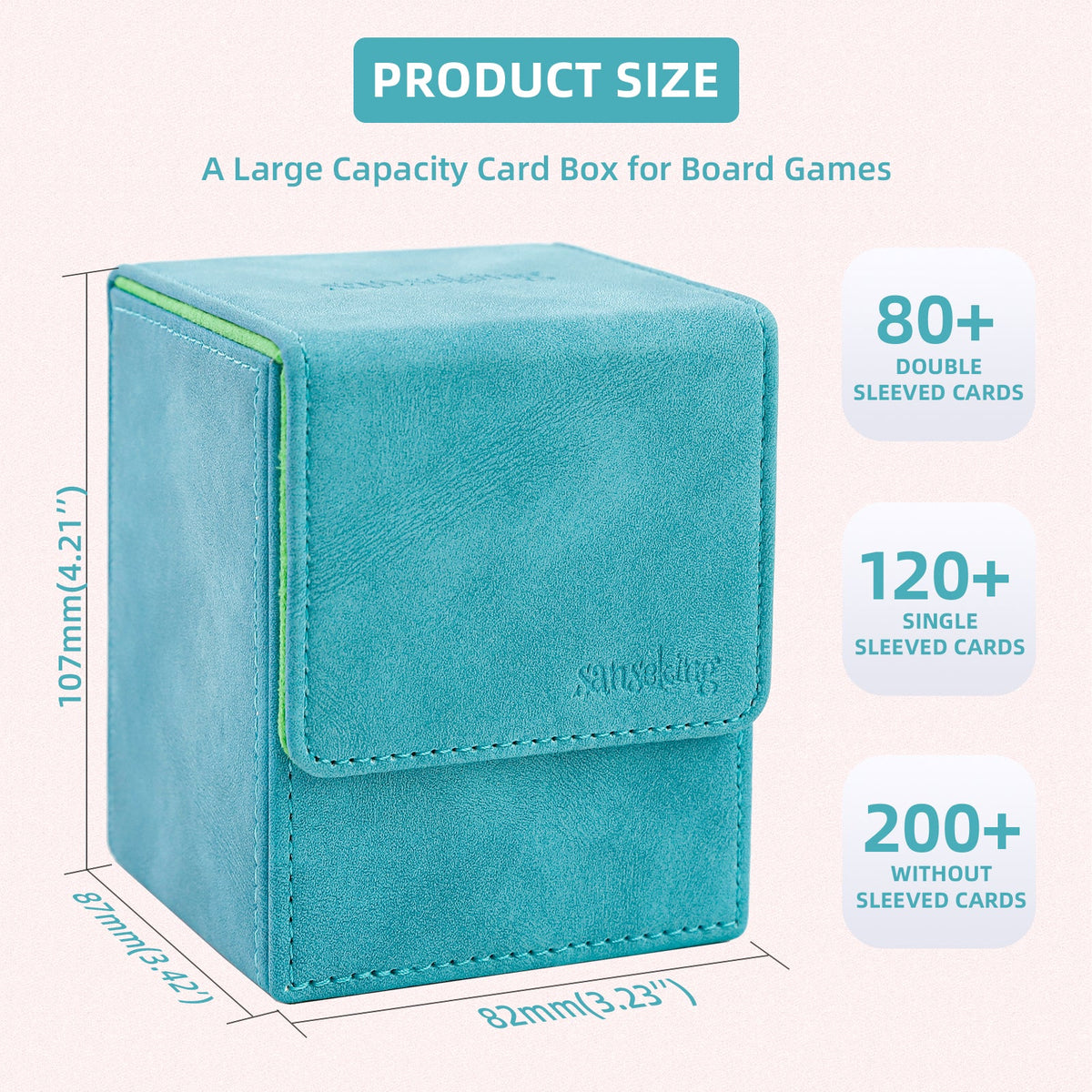 Leather Deck Box for TCG (Vertical,Cyan)