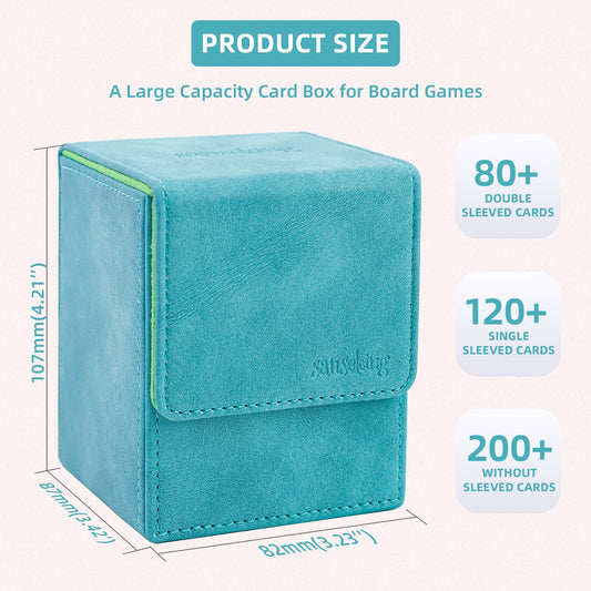 Leather Deck Box for TCG (Vertical,Cyan)